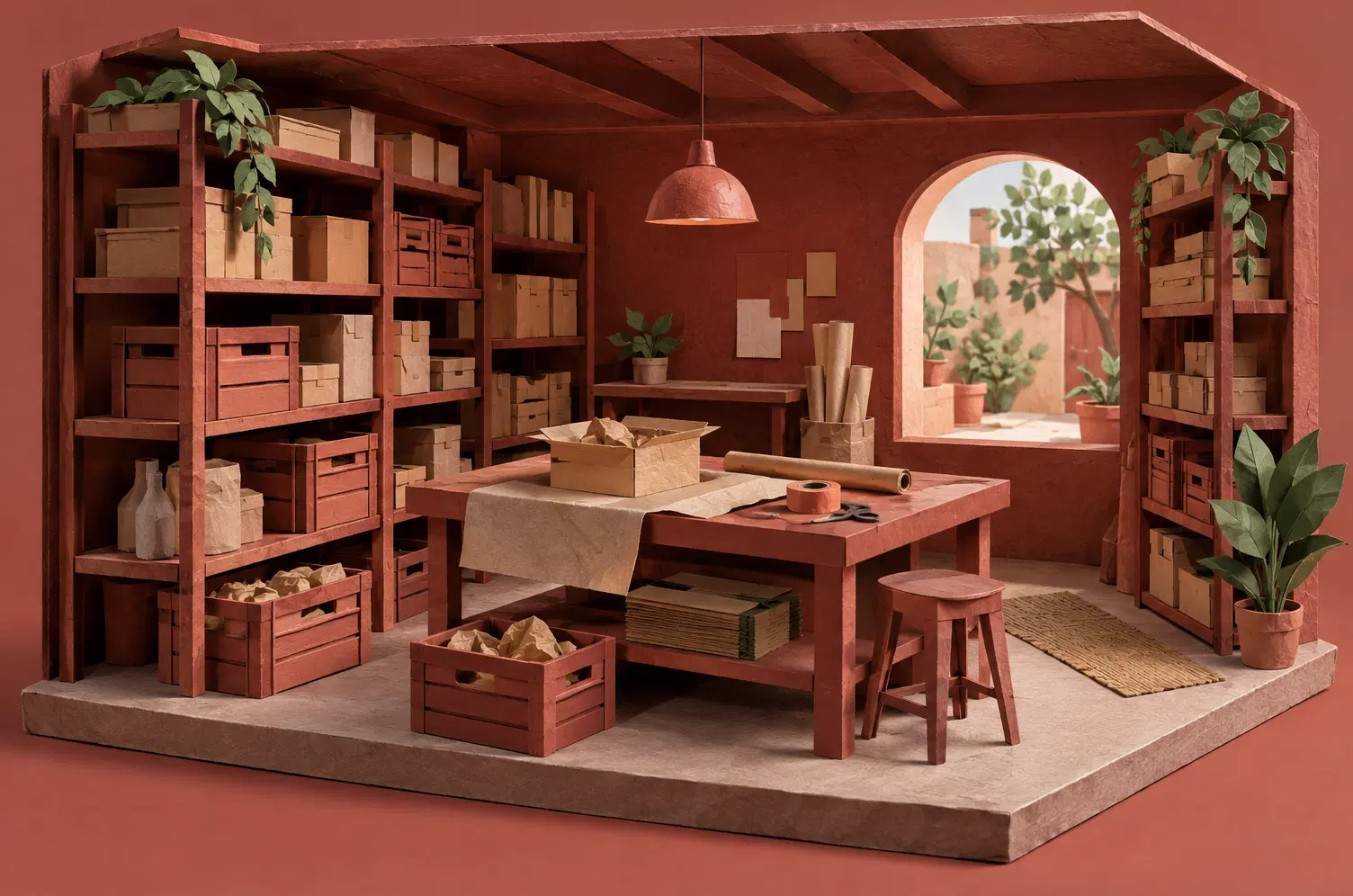 Illustration of distribution businesses and their working space
