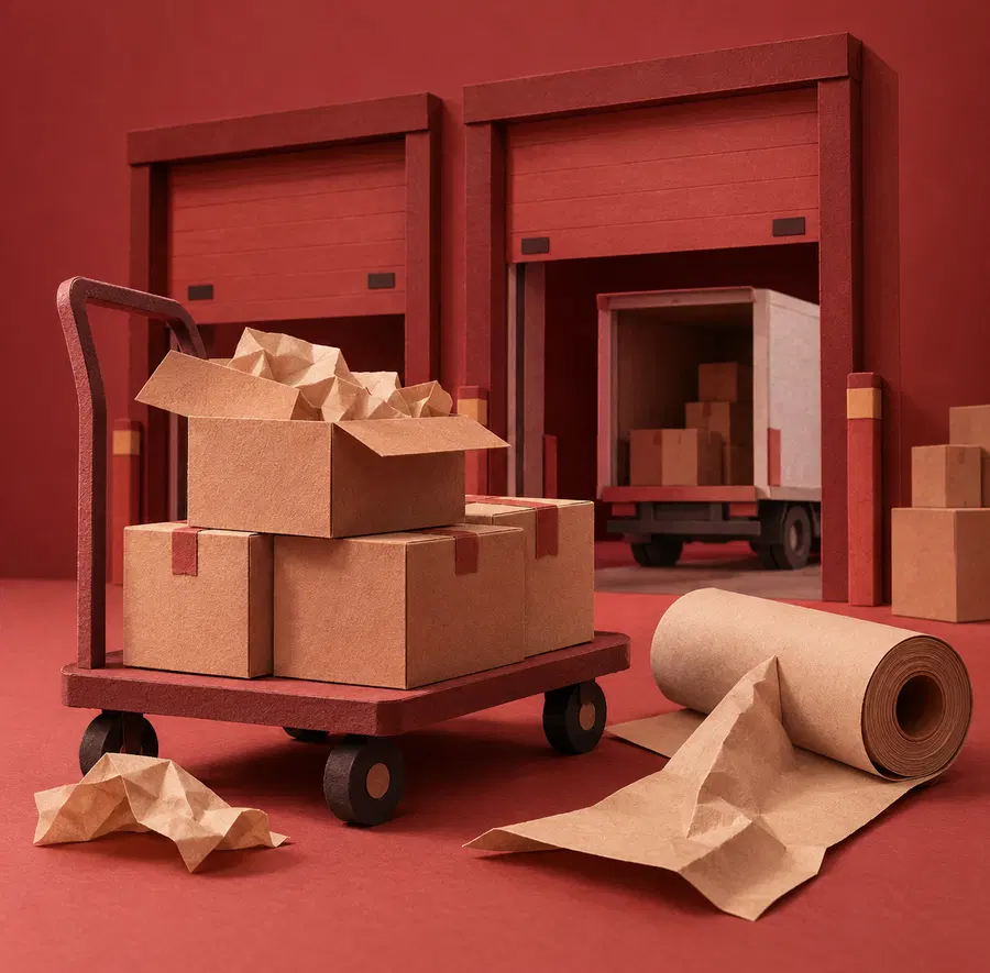 Illustration of distribution businesses equipment and workspace